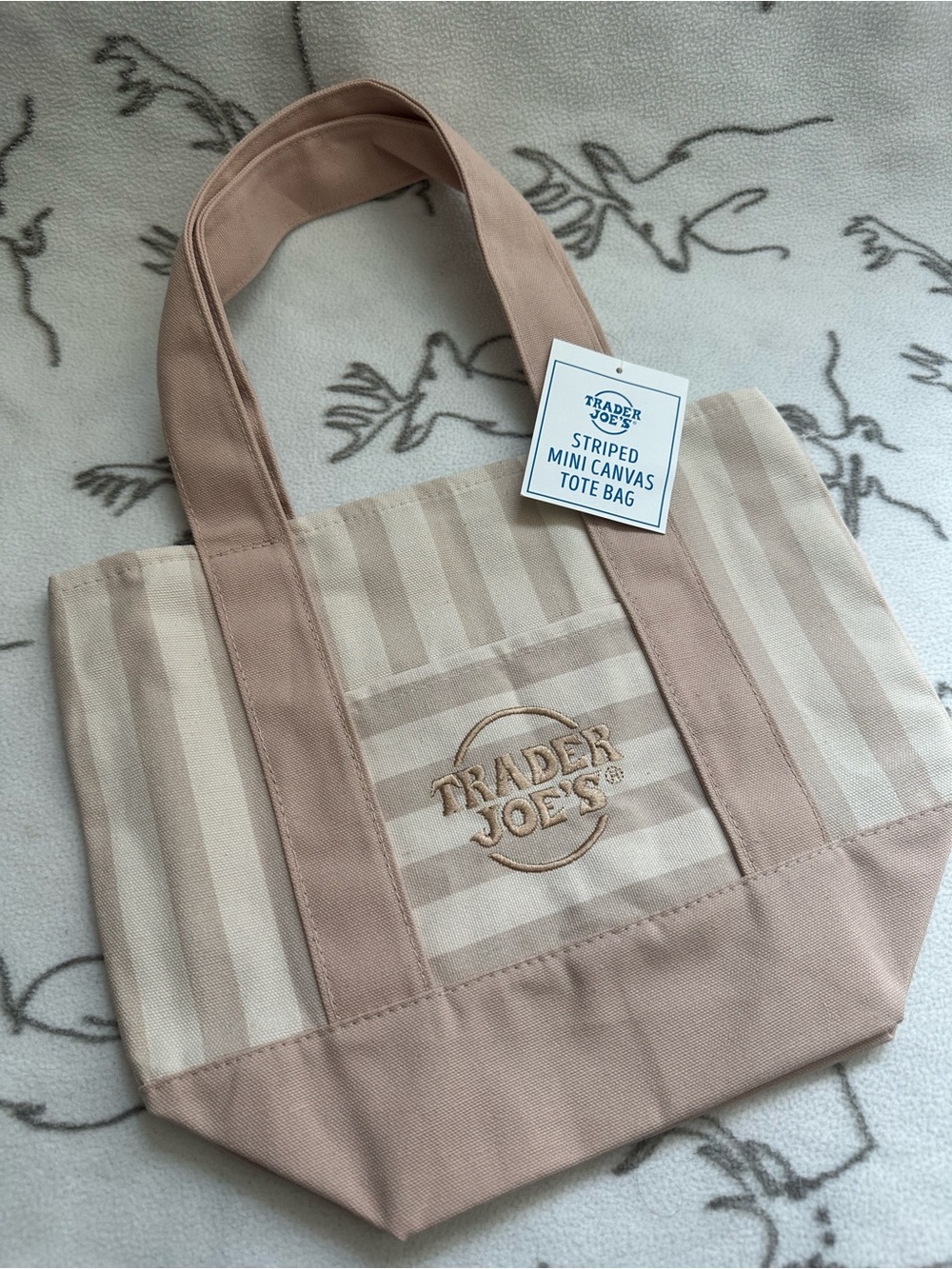 Trader Joe's Cream Stripe Canvas Mini Tote